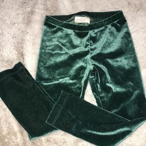 Green velour leggings